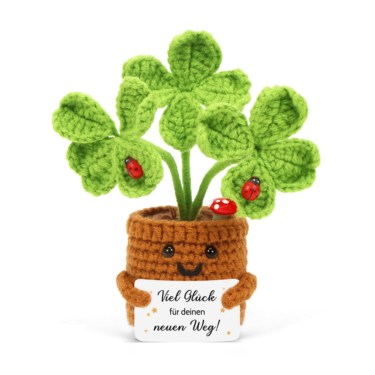 Gestricktes Vierblättriges Glücksbringer - Handgehäkelte Blume