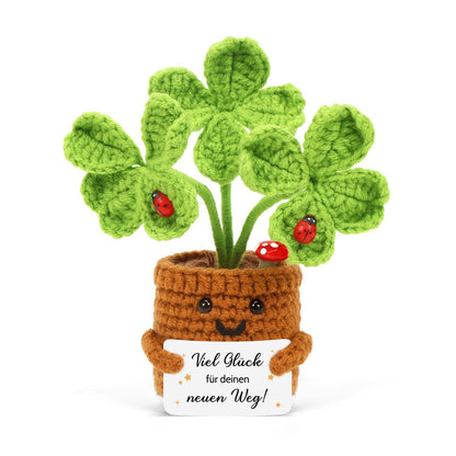 Gestricktes Vierblättriges Glücksbringer - Handgehäkelte Blume
