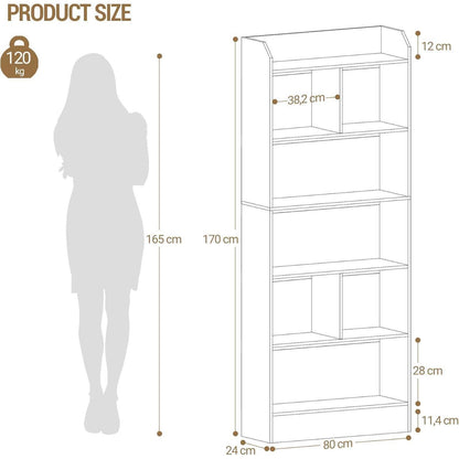 Weißes Bücherregal 6 Fächer – 24x80x170 cm | Standregal & Co.