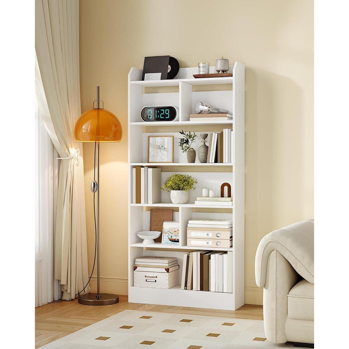 Weißes Bücherregal 6 Fächer – 24x80x170 cm | Standregal & Co.