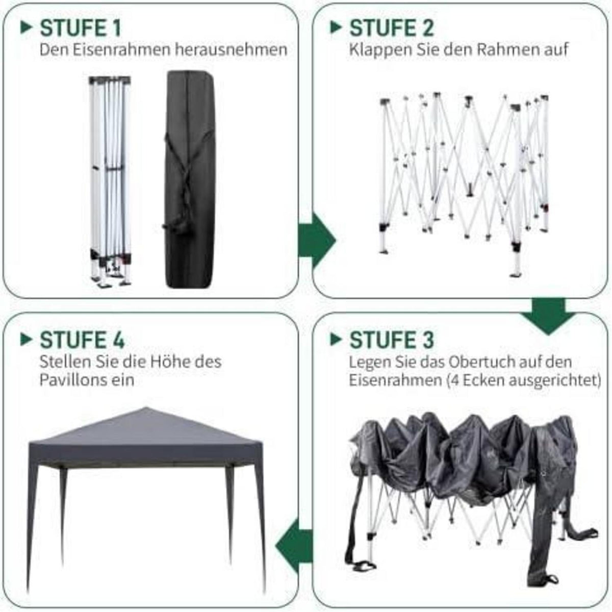 3x3m Faltpavillon mit Zubehör – Wasserdicht & UV-Schutz
