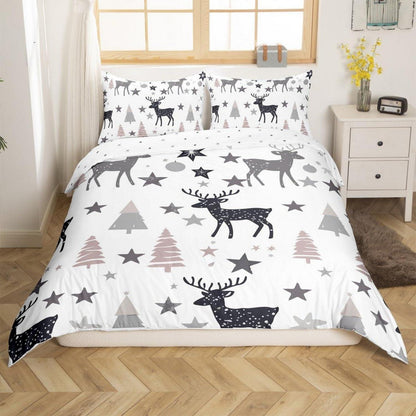Hirsch Bettwäsche Set 220x240cm - Wald & Sterne Dekor