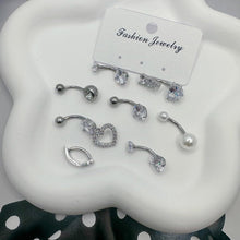 Bauchnabelpiercing Set 14G Chirurgenstahl CZ Herz