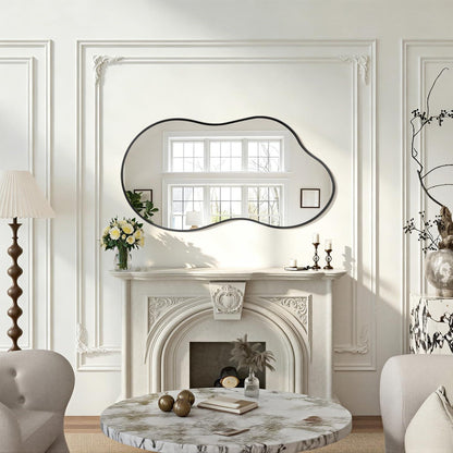 Großer Wandspiegel mit gebürstetem Metallrahmen – 50x90cm