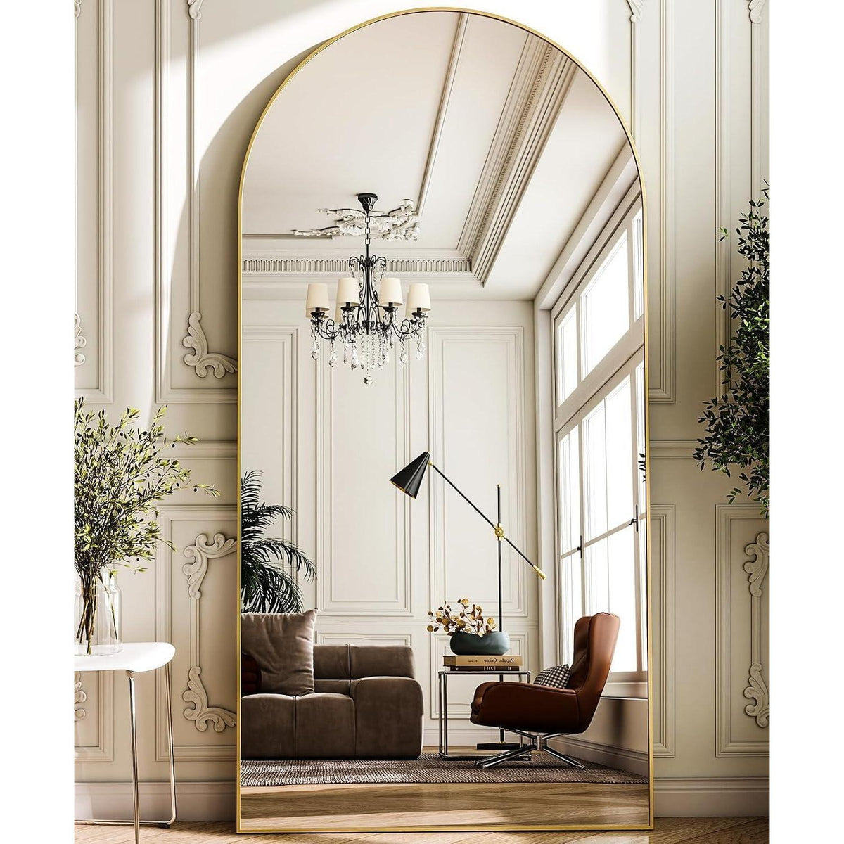 Ganzkörperspiegel Bogenförmig Gold – 198x89cm, Stand- & Wandspiegel