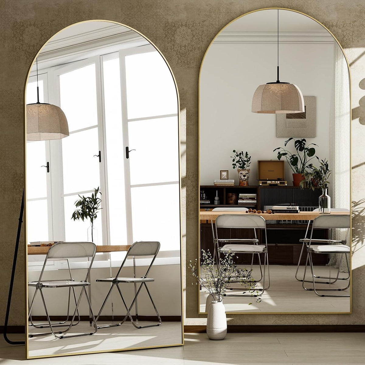 Ganzkörperspiegel Bogenförmig Gold – 198x89cm, Stand- & Wandspiegel