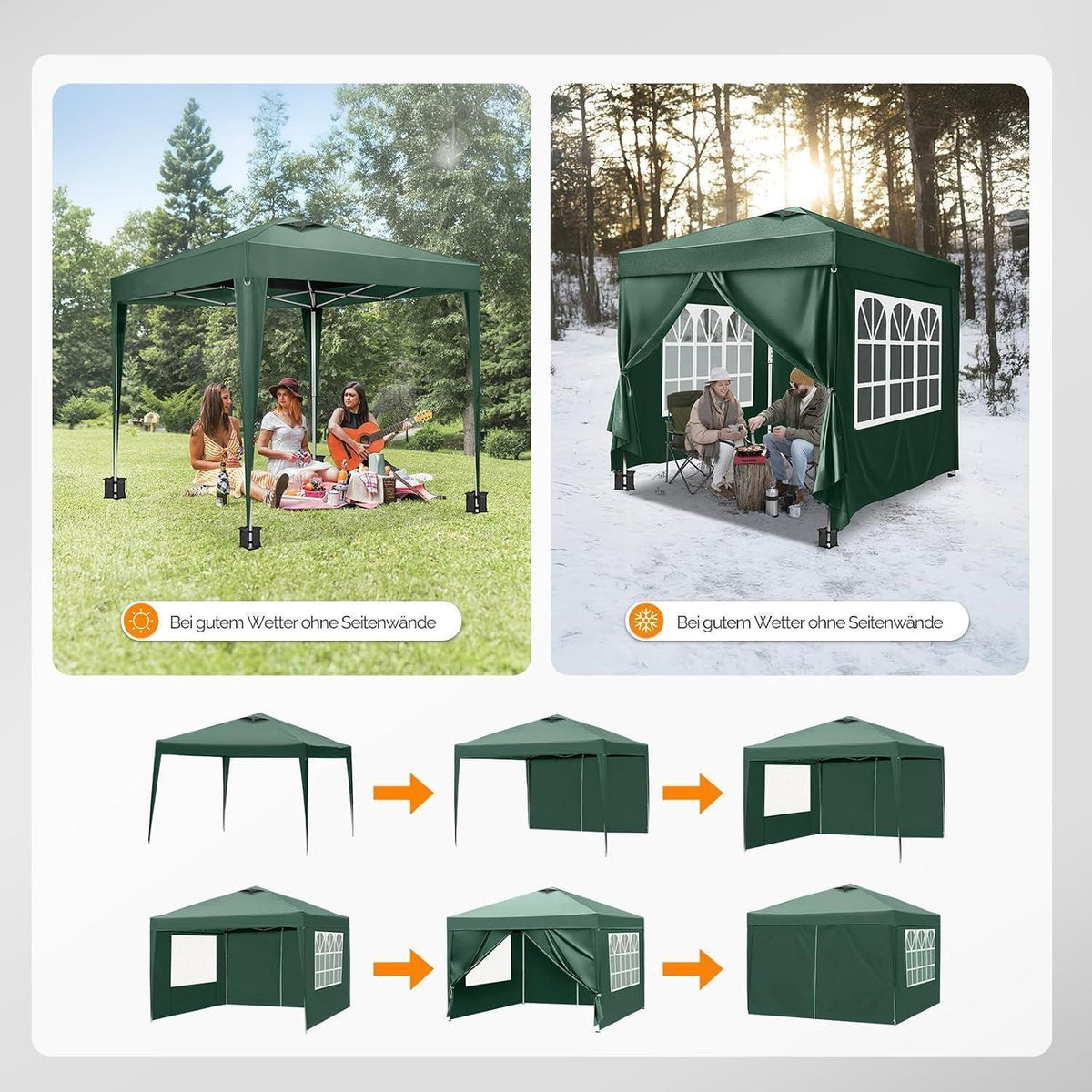 Faltpavillon 3x3m – Wasserdicht & Höhenverstellbar mit Zubehör