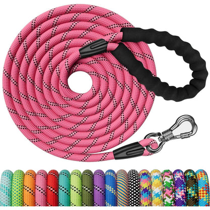 Schleppleine für Hunde 7M mit gepolstertem Griff, Rosa