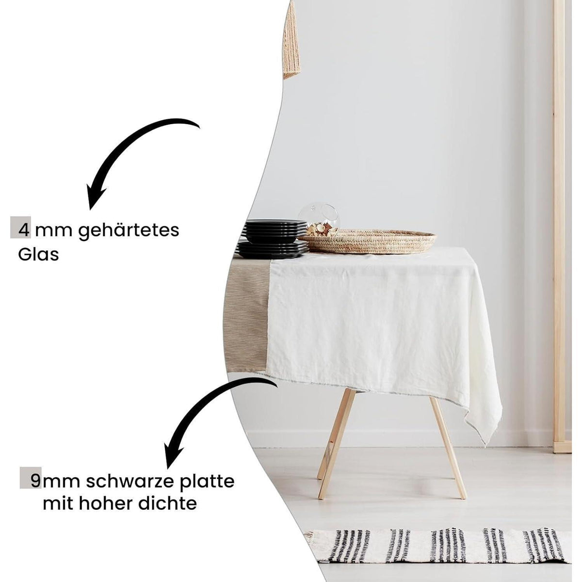 Asymmetrischer Standspiegel 160x60cm – Rahmenloser Wandspiegel Modern
