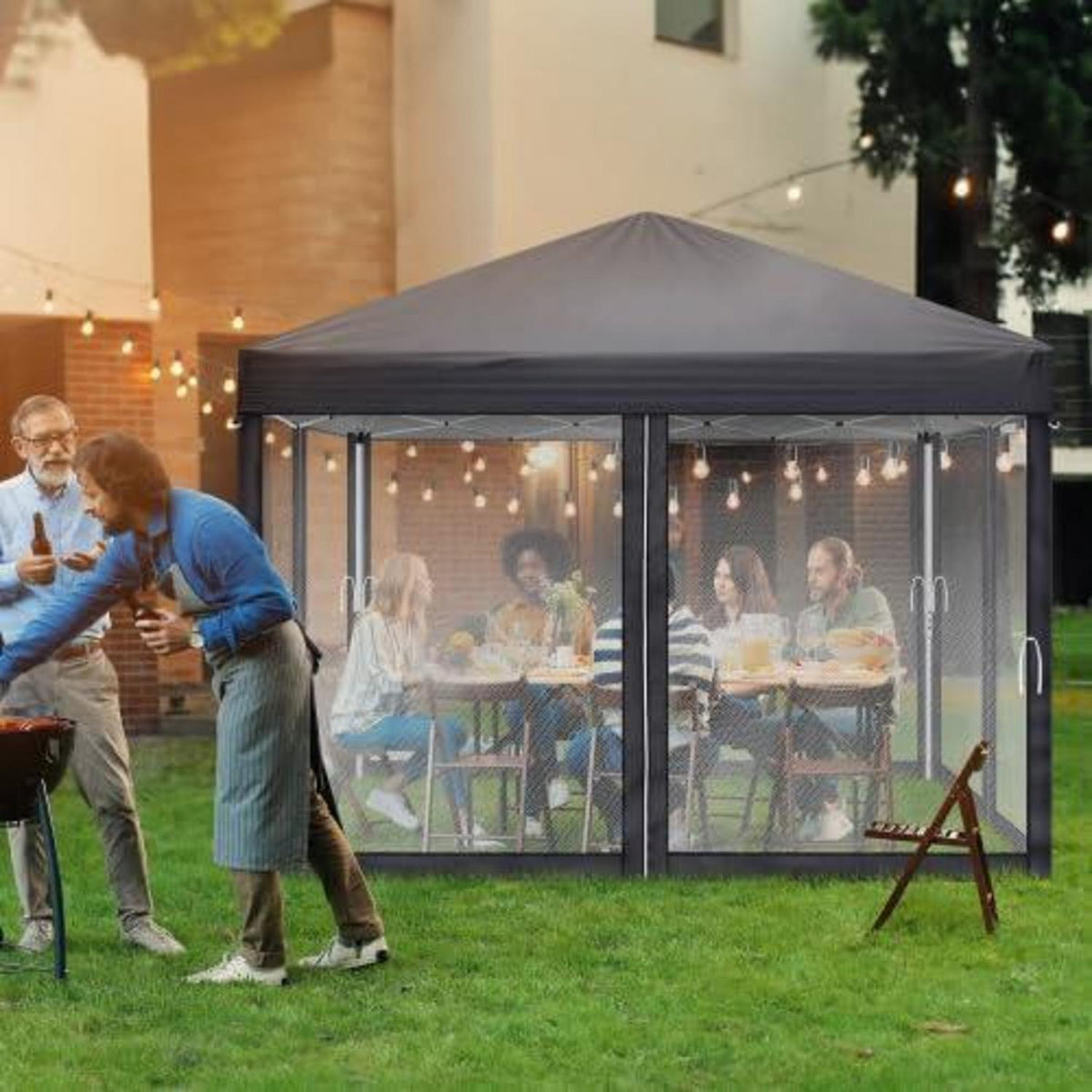 Faltpavillon 3x3m – Wasserdicht & UV-Schutz mit Mesh-Wänden
