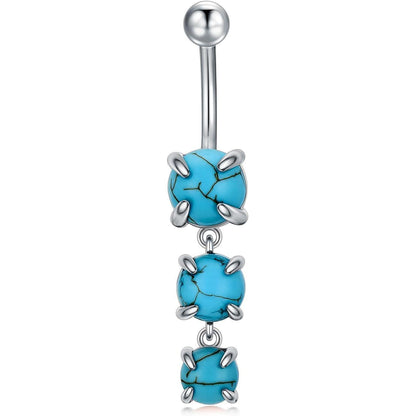 Türkis Bauchnabelring 925 Silber 3 Steine Boho Geschenk für Frauen