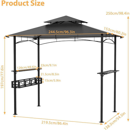 Grillpavillon Outdoor 245x153cm mit Rauchabzug & Stauraum