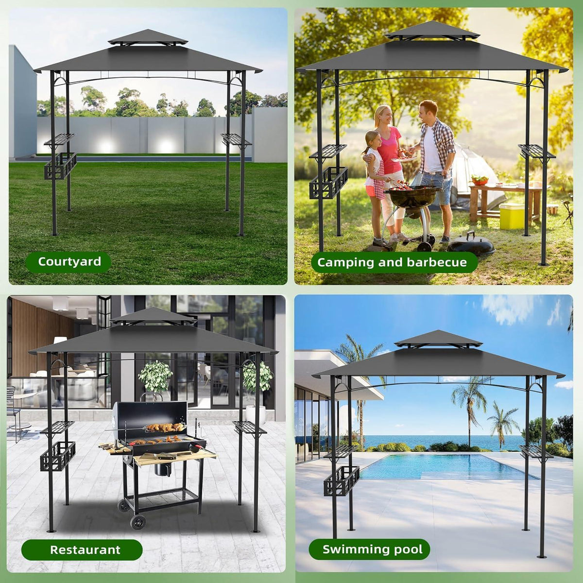 Grillpavillon Outdoor 245x153cm mit Rauchabzug & Stauraum