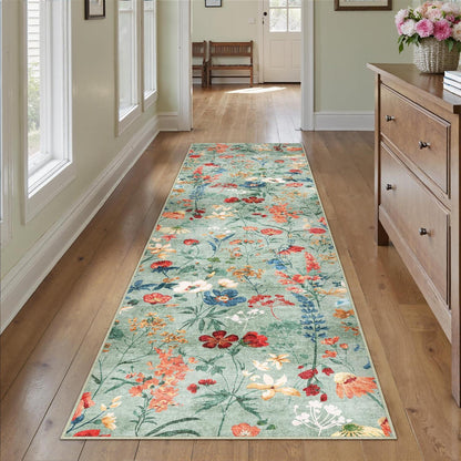 Grüner Läufer Teppich 60x240cm – Waschbar & Rutschfest