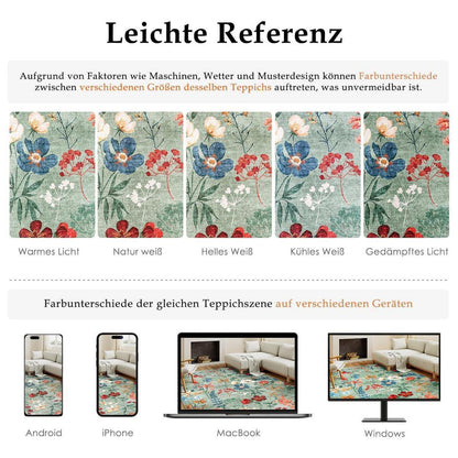 Grüner Wohnzimmerteppich 160x230cm – Waschbarer, Flauschiger Teppich