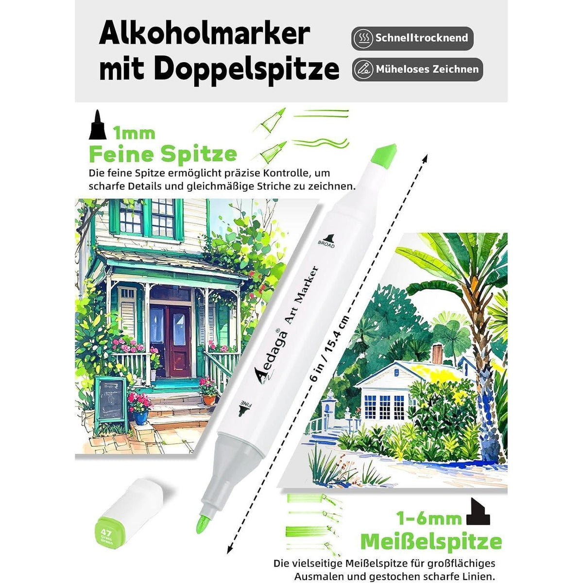 200er Alcohol Marker Set mit App & Ständer-Etui
