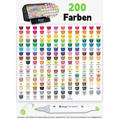 200er Alcohol Marker Set mit App & Ständer-Etui