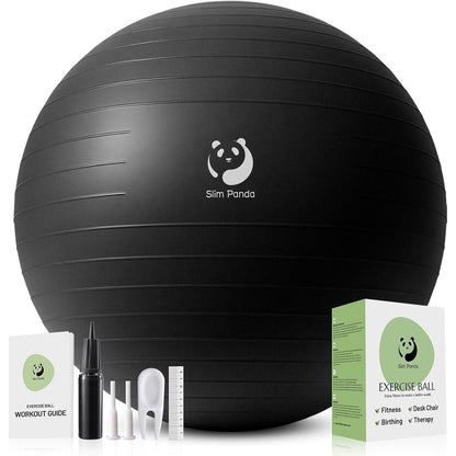Gymnastikball 65cm Schwarz mit Pumpe | Anti-Burst