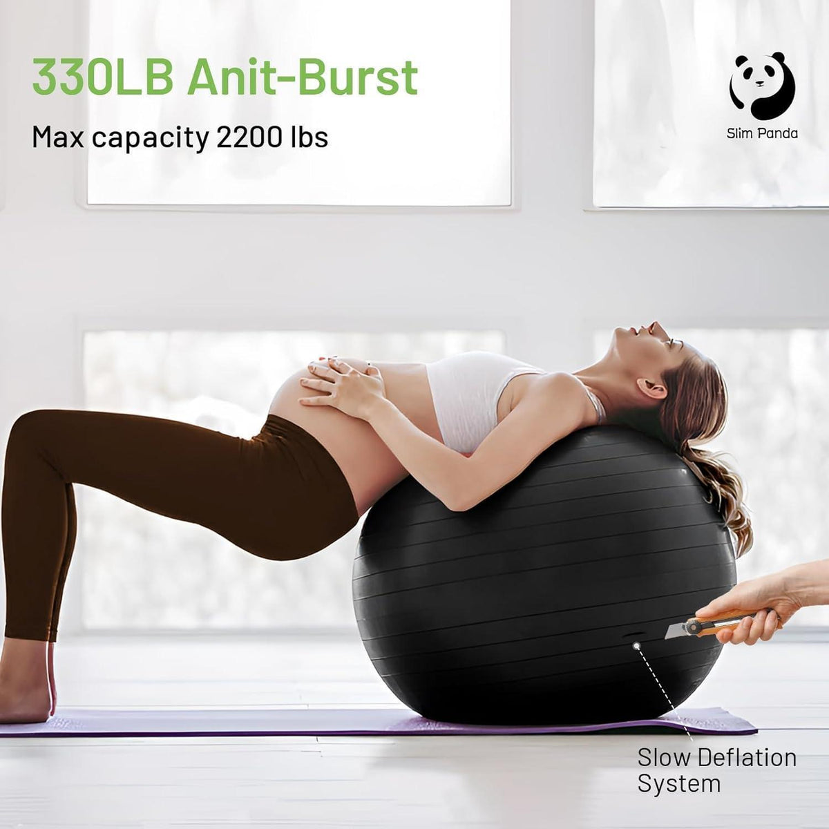 Gymnastikball 65cm Schwarz mit Pumpe | Anti-Burst