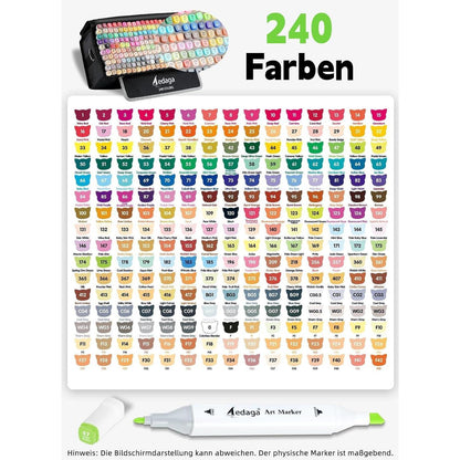 240er Alkohol Marker Set mit App & Ständer-Etui