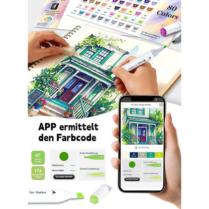 240er Alkohol Marker Set mit App & Ständer-Etui
