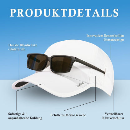 Atmungsaktive Baseball Cap mit Sonnenbrillenhalter & UV-Schutz Weiß XL