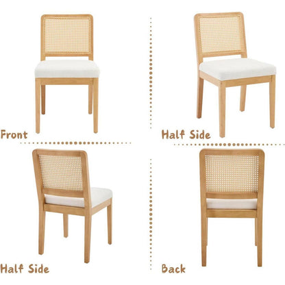 Esszimmerstühle Set 4 – Chenille & Rattan Retro Stil