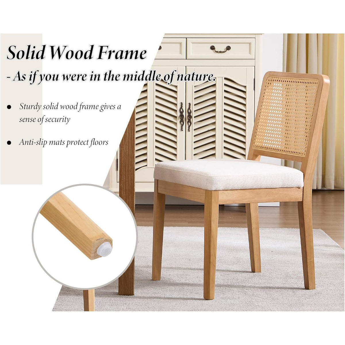 Esszimmerstühle 2er Set Chenille Rattan Weiß