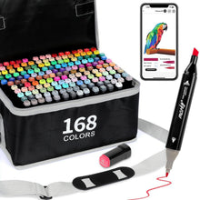 Alkohol Marker Set 168 Farben mit App & Doppelspitze