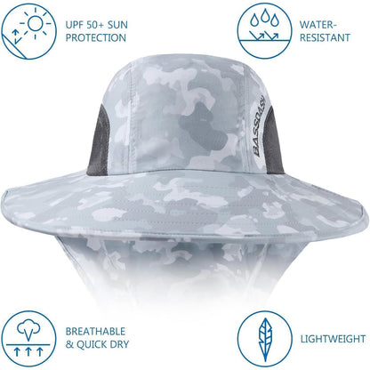 Sonnenhut UPF 50+ Angelhut wasserabweisend, breite Krempe & Nackenschutz