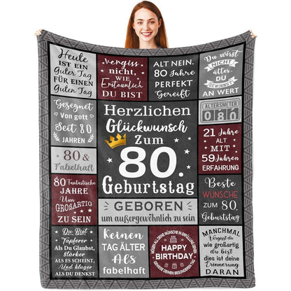 80. Geburtstag Geschenk für Mann - Kuschelige Decke 150x130cm