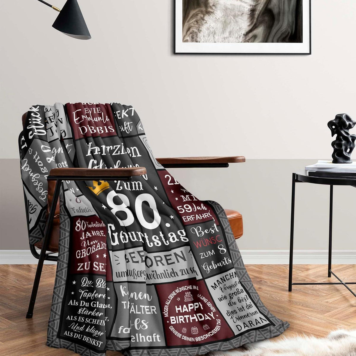 80. Geburtstag Geschenk für Mann - Kuschelige Decke 150x130cm