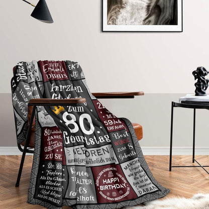80. Geburtstag Geschenk für Mann - Kuschelige Decke 150x130cm