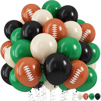 Fußballballons 30cm Dunkelgrün Schwarz Orange 35 Stück