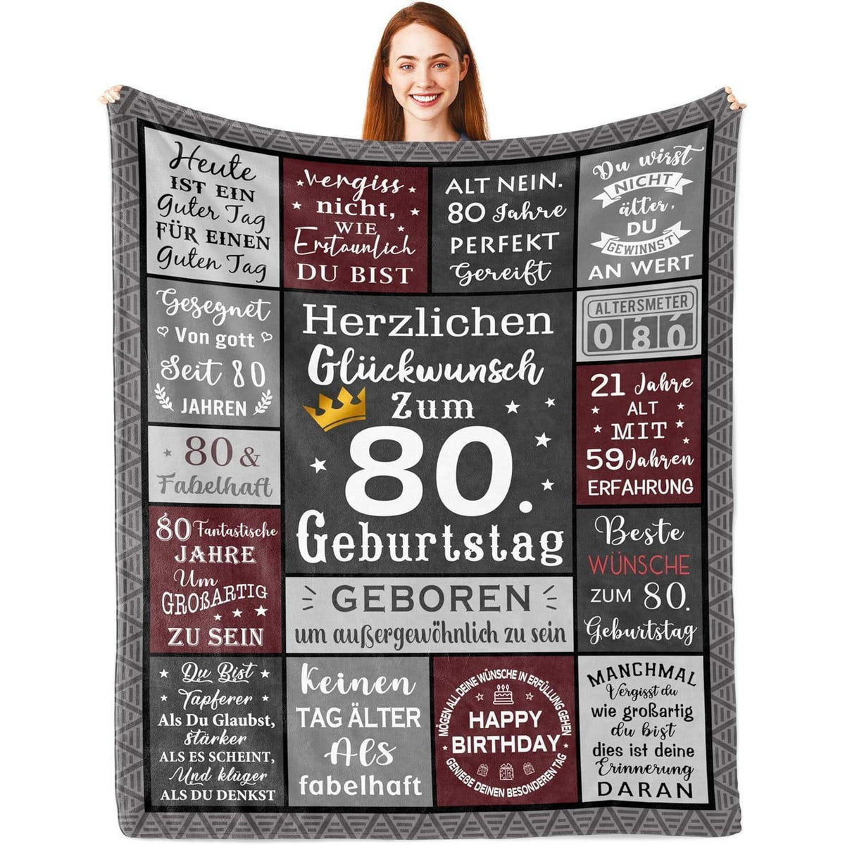 80. Geburtstag Geschenk für Mann - Kuscheldecke 200x150cm Jahrgang 1945