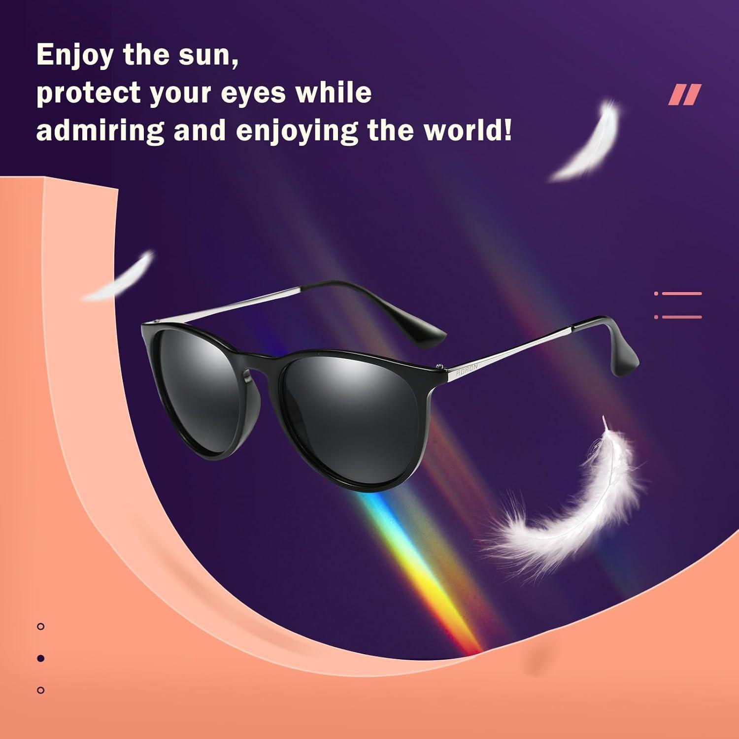 Perkanion Damen Sonnenbrille Polarisierte Runde Cateye Retro Vintage Sunglasses UV400 Schutz