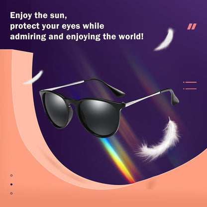 Perkanion Damen Sonnenbrille Polarisierte Runde Cateye Retro Vintage Sunglasses UV400 Schutz