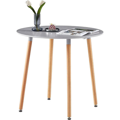 Esszimmergruppe Grau & Schwarz: Runder Tisch (80cm) + 4 Stühle