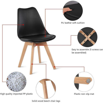 Esszimmergruppe Grau & Schwarz: Runder Tisch (80cm) + 4 Stühle
