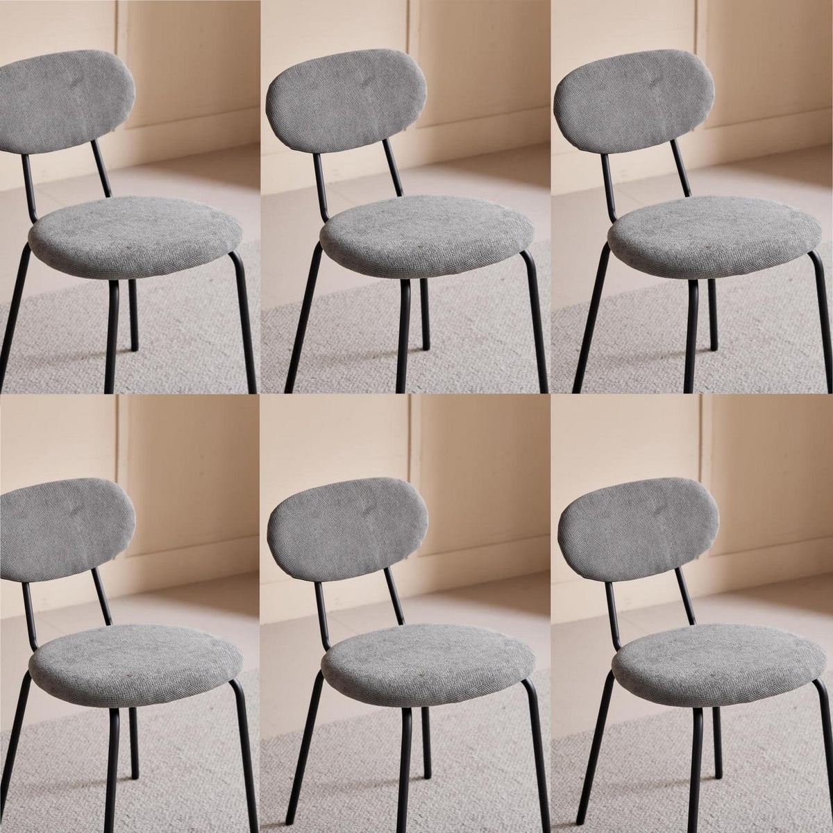 Esszimmerstuhl Set 6er – Modern, Gepolstert, Dunkelgrau