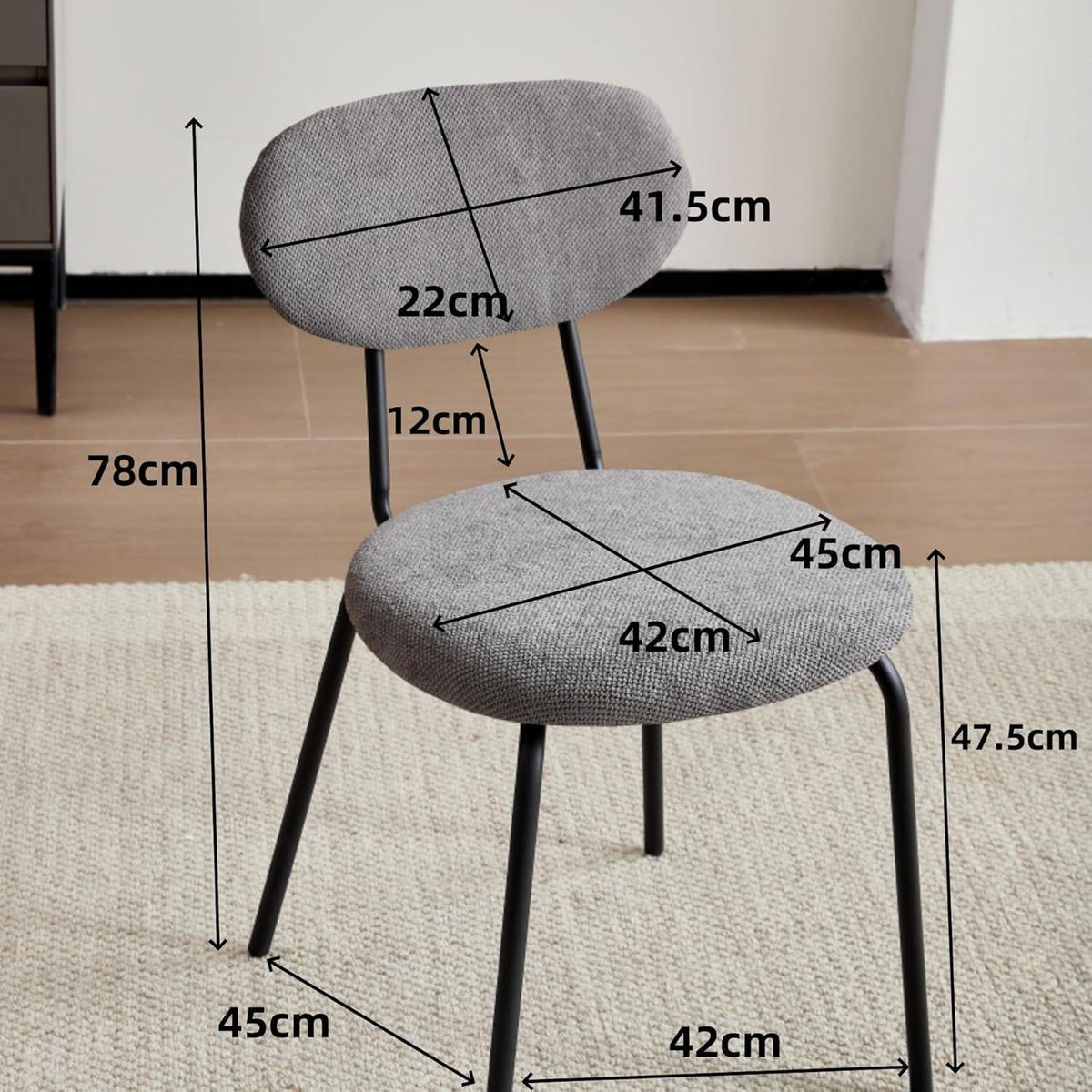 Esszimmerstuhl Set 6er – Modern, Gepolstert, Dunkelgrau