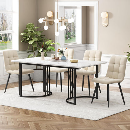 Moderne Essgruppe (5-tlg) mit Samtstühlen 140x80cm