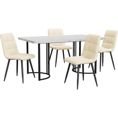 Moderne Essgruppe (5-tlg) mit Samtstühlen 140x80cm