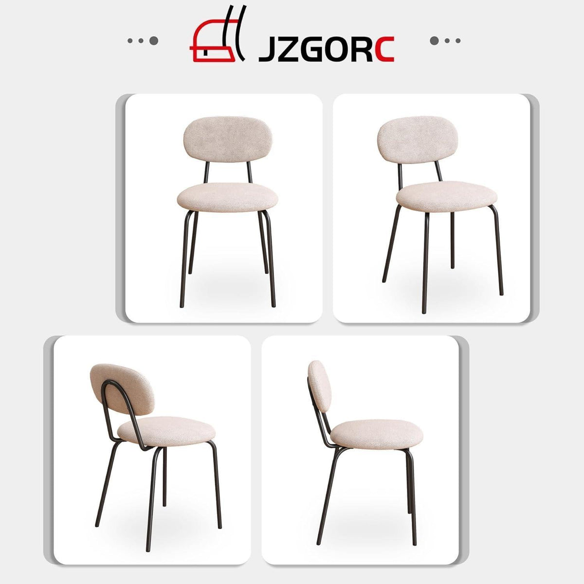 Moderner Esszimmerstuhl 8er Set – Gepolstert, Khaki
