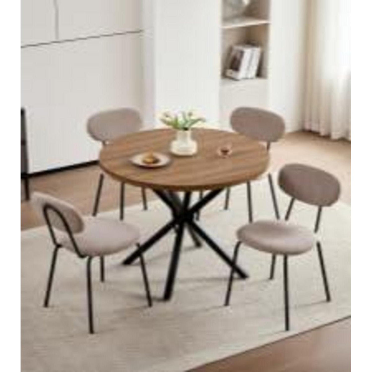 Moderner Esszimmerstuhl 8er Set – Gepolstert, Khaki
