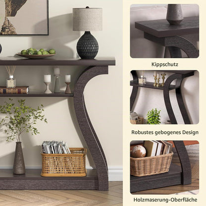 120cm Konsolentisch mit Regal – Cappuccino/Dunkelbraun
