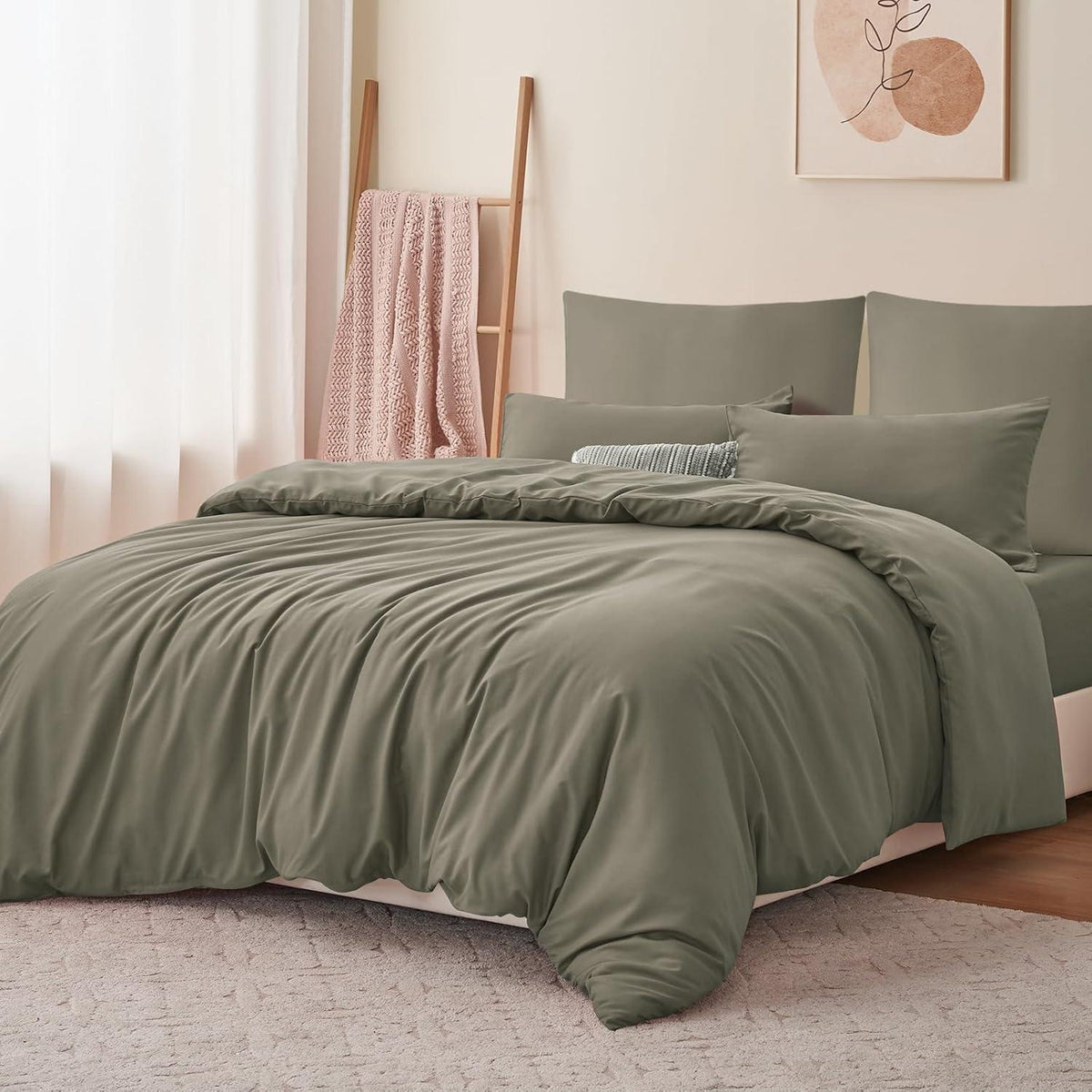 Bettwäsche-Set 220x240cm Taupe Mikrofaser mit Reißverschluss