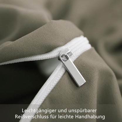 Bettwäsche-Set 220x240cm Taupe Mikrofaser mit Reißverschluss