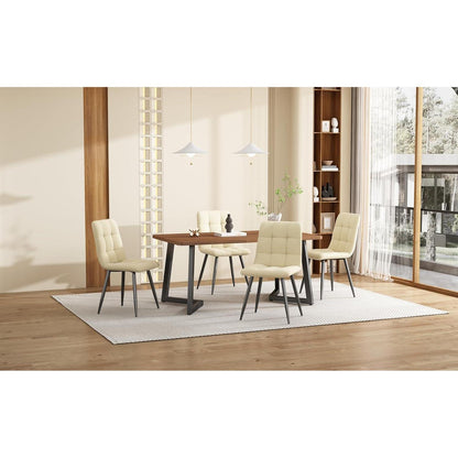 Essgruppe 5-tlg. Modern mit Walnuss Tisch & Samtstühlen