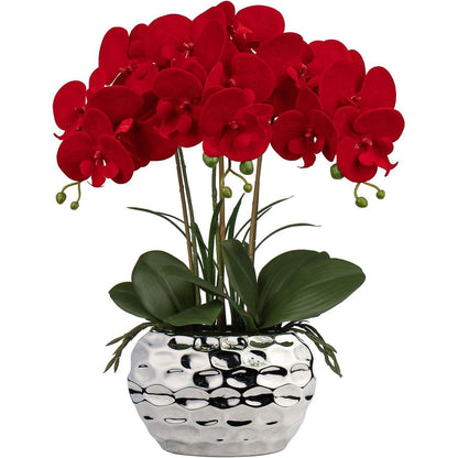 Kunstorchidee Phalaenopsis im Topf – Rot & Dekorativ